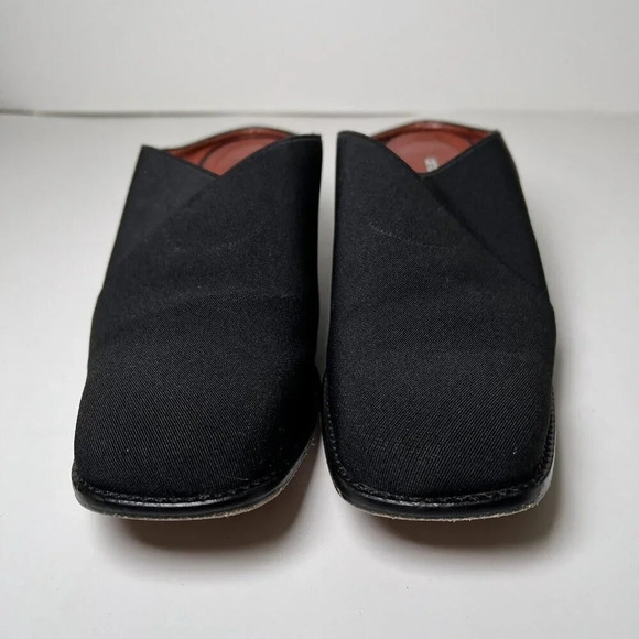 Donald Pliner Mule Heels Size 7.5 Black Cross Over Top Square Toe Shoes Spain - Picture 3 of 11
